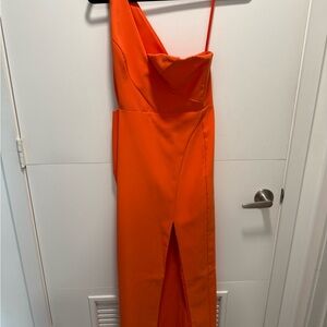 Chic One-Shoulder Orange Dress